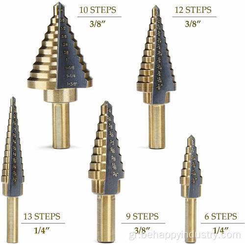 5pcs Titanium Coated Step Drill Bit